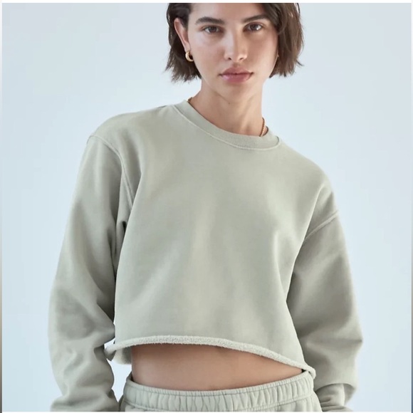 TNA Airy Fleece Boyfriend Cropped Sweatshirt - Tan - Picture 3 of 6